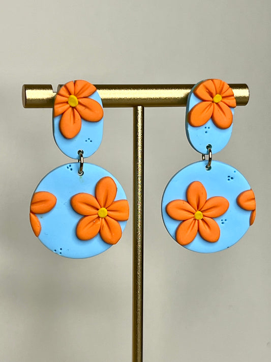 Manila floral naranja y celeste