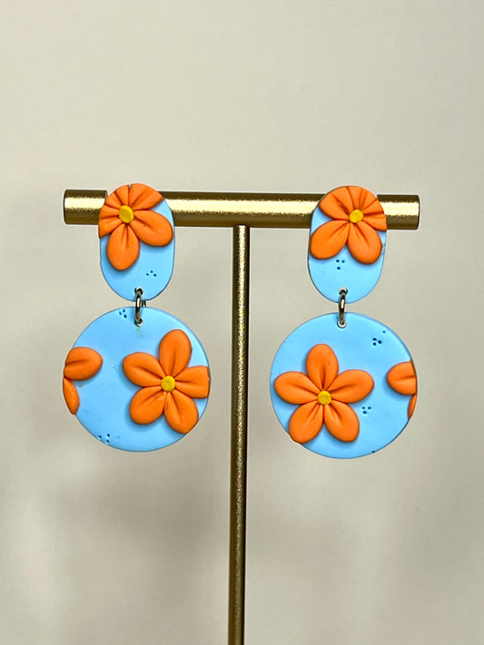 Manila floral naranja y celeste