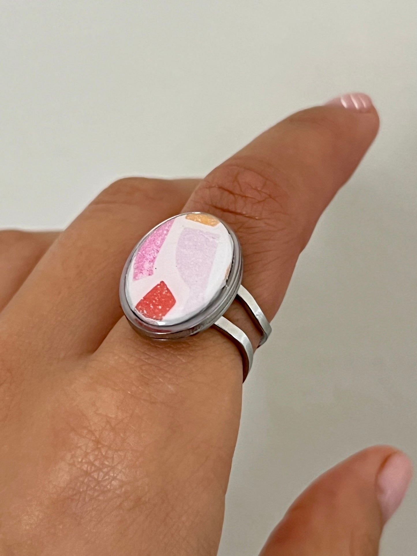 Clara mini terrazo plateado