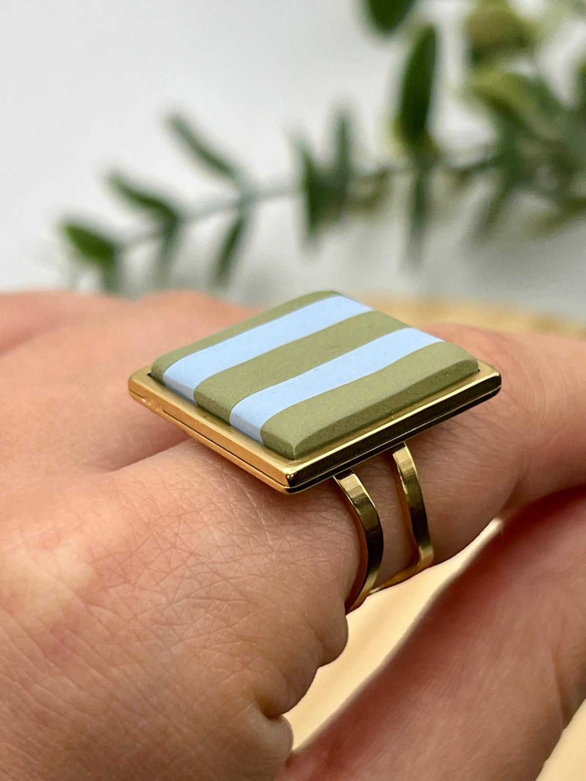 Telma rayas azul y caqui