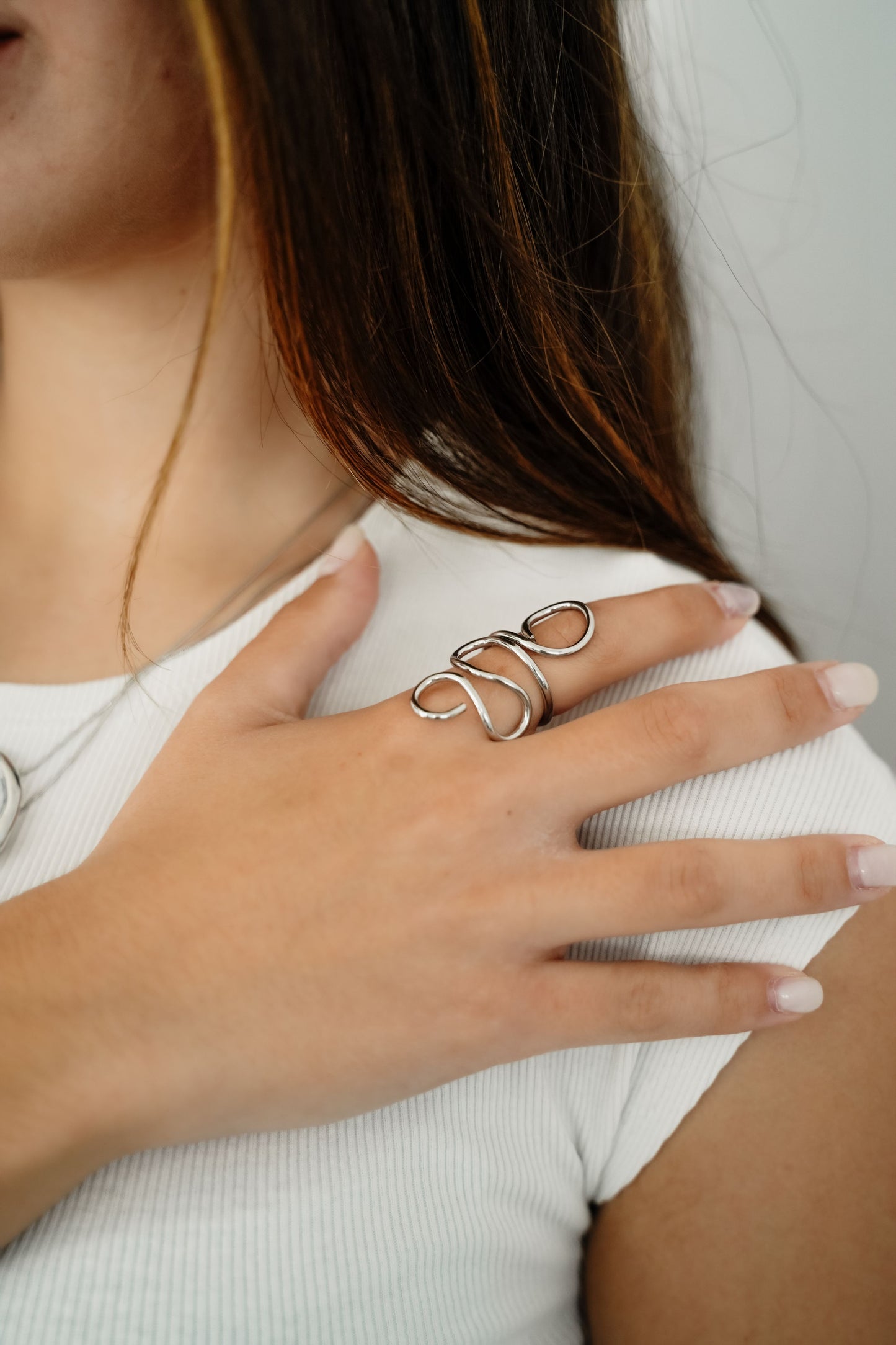 Anillo Opaline plateado