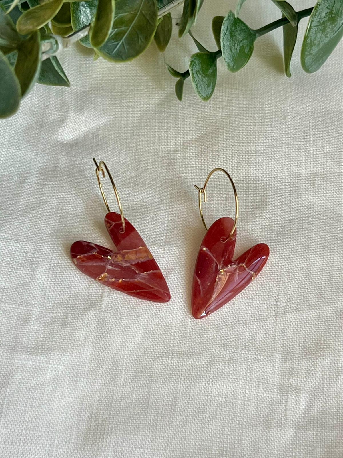 Corazón mármol burdeos