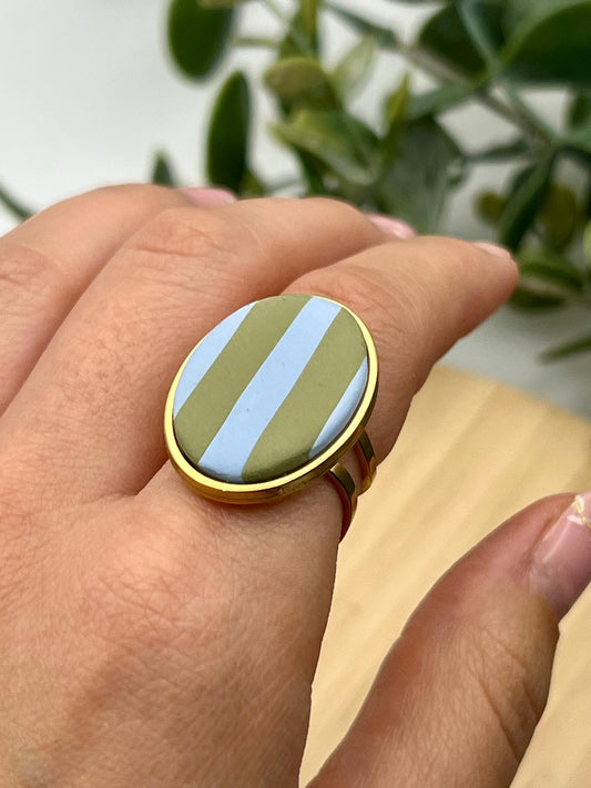 Clara rayas azul y caqui