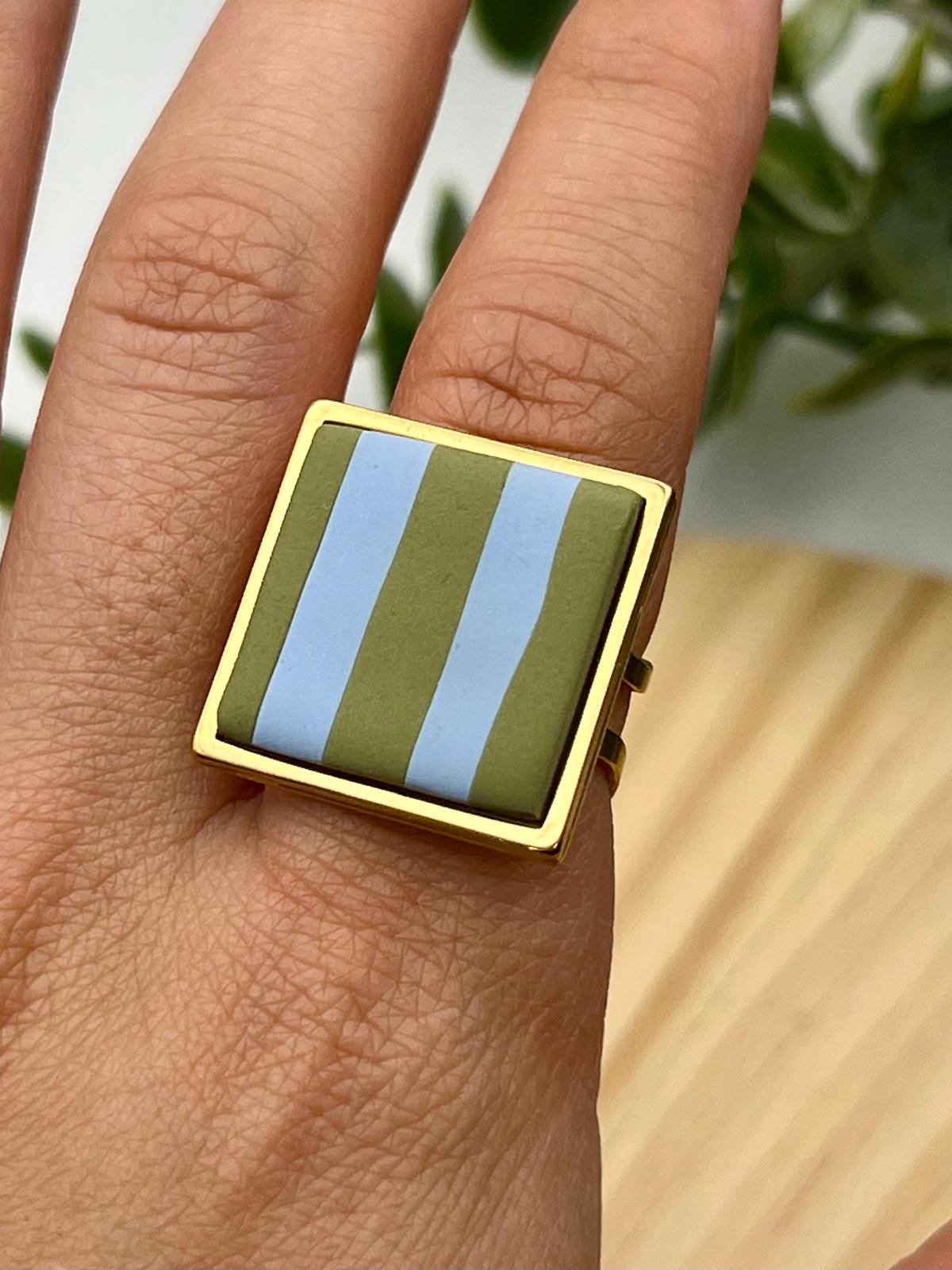 Telma rayas azul y caqui