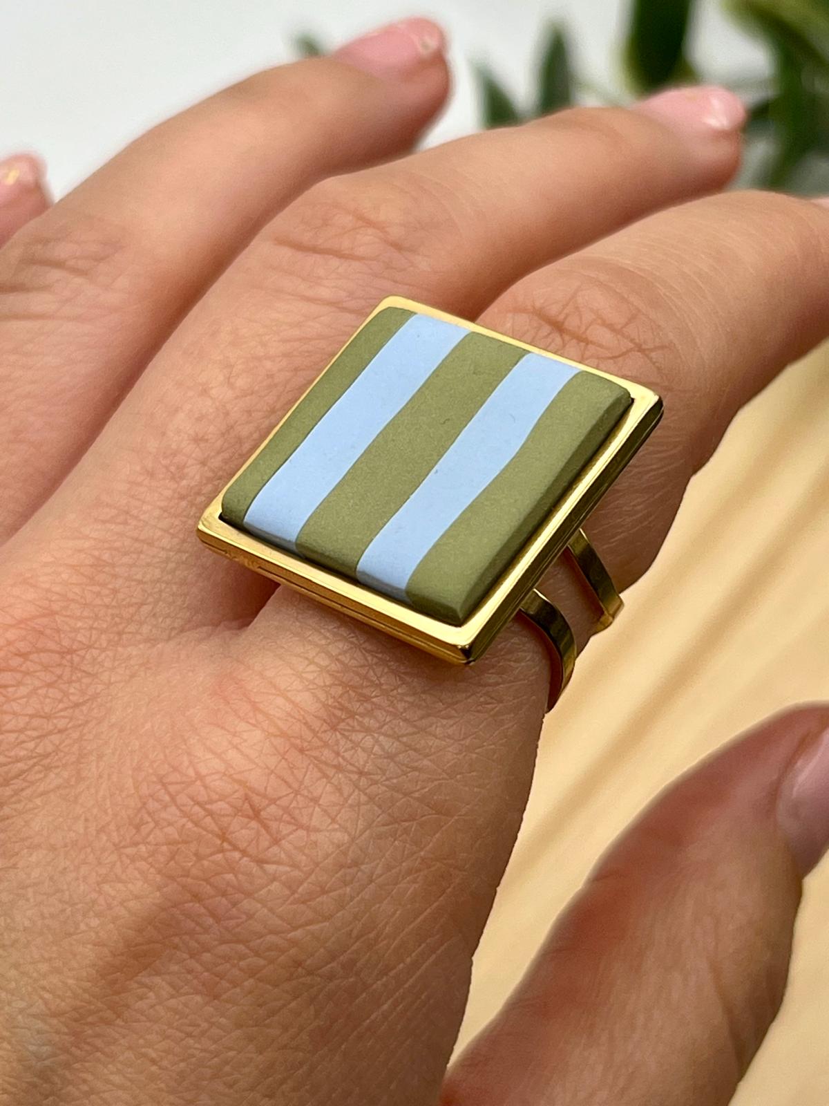 Telma rayas azul y caqui